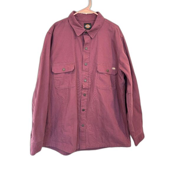 Dickies Flannel Lined Duck Shirt Jacket Dual Chest Pockets Snap Button 2XL - Picture 1 of 14
